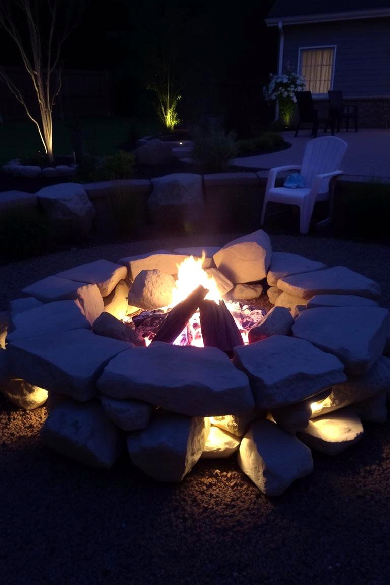 Accent Lighting Rock Pit - 24 Rock Fire Pit Ideas