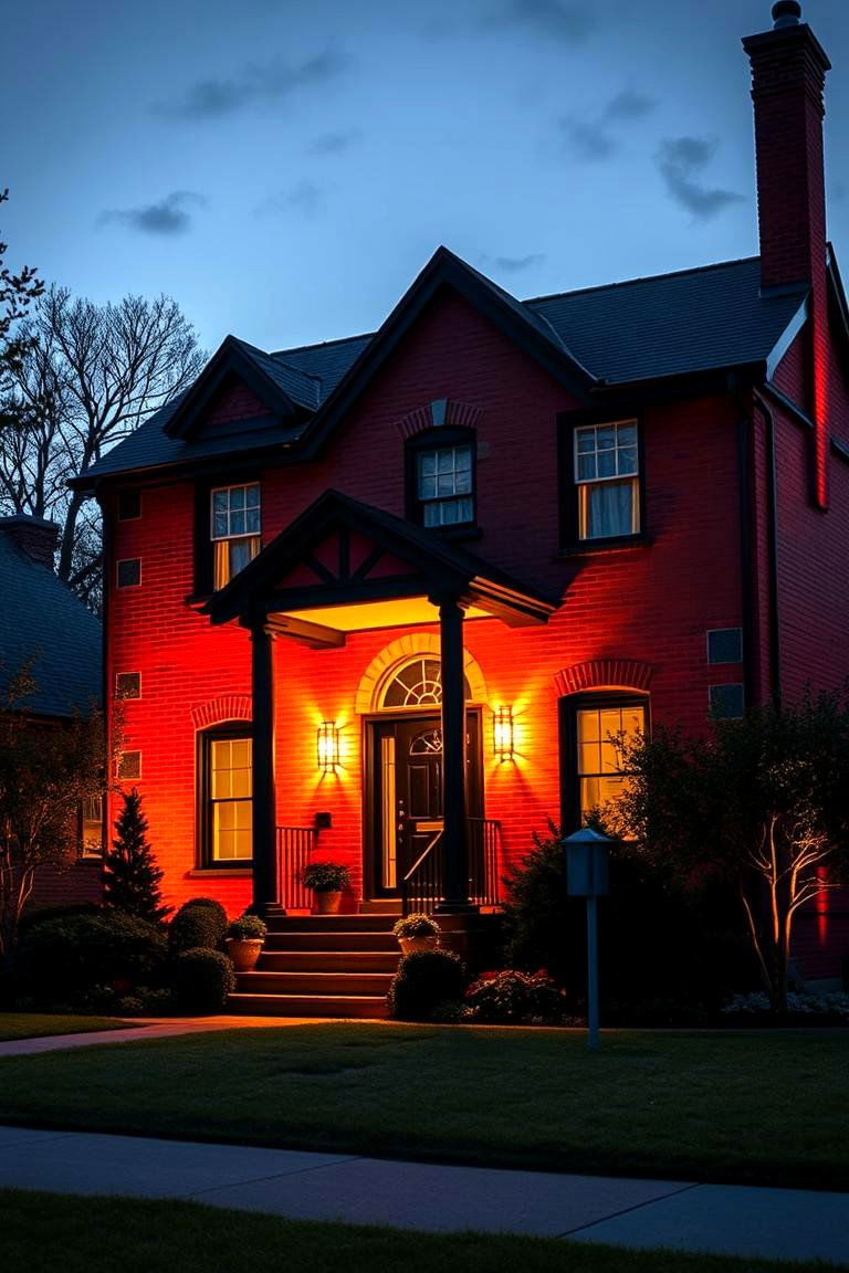 Accent Lighting and Shadow Play - 24 Red Brick House with Black Trim Design Ideas