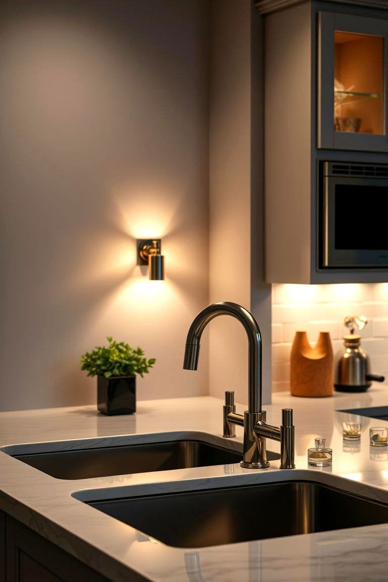 Accent Lighting with Sconces - 24 Kitchen Sink Lighting Ideas