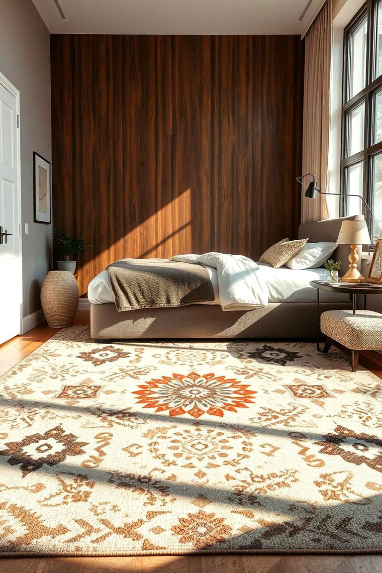 Accent Rug with Unique Pattern - 24 bedroom rug ideas