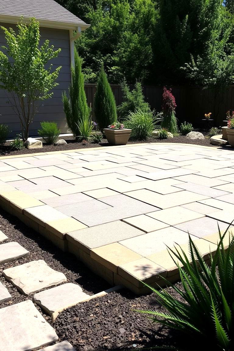 Accent Stone Border Patio - 24 Stone Patio Ideas