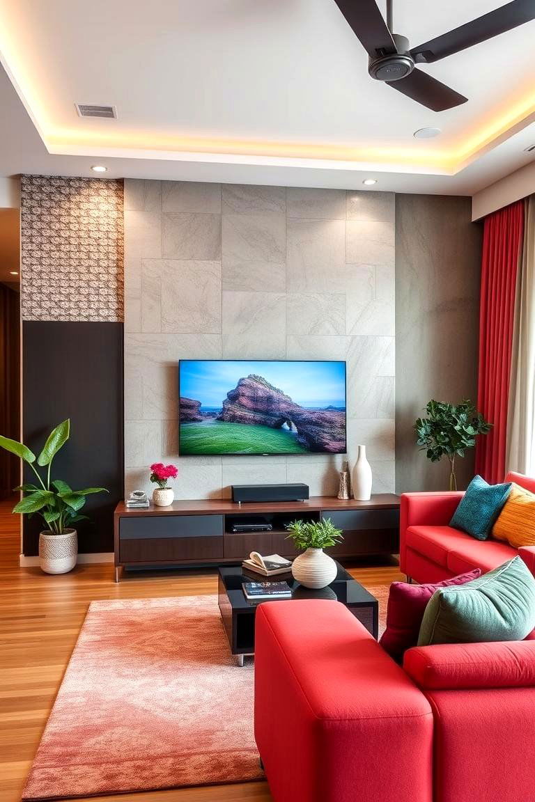 Accent Wall Behind the TV - 24 Small Living Room Ideas With Tv