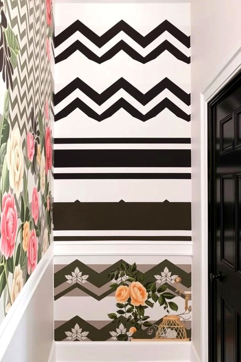Accent Wall with Bold Patterns - 24 Staircase Wall Ideas