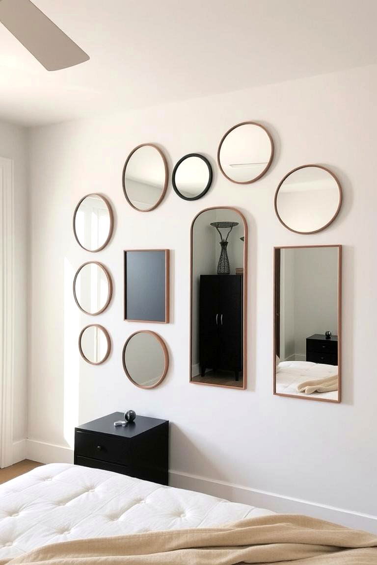 Accent Wall with Mirrors - 24 Bedroom Accent Wall Ideas
