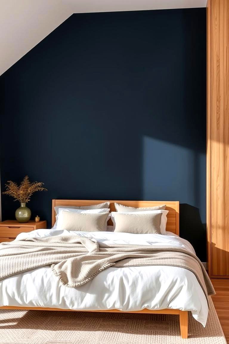Accent Wall with Rich Tones - 24 Bedroom Wall Painting Ideas