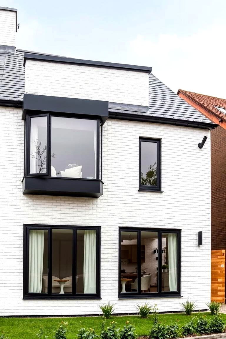 Accentuating Architectural Details Beautifully - 24 White Brick House With Black Trim