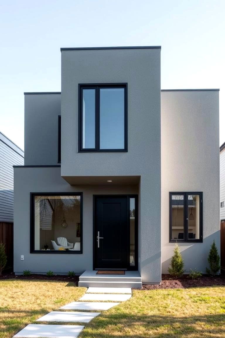 Accentuating Entryways - 24 Grey House With Black Trim