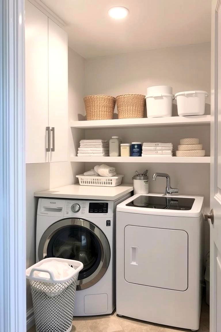 Accessible Low Level Shelving - 24 Stackable Laundry Room Ideas