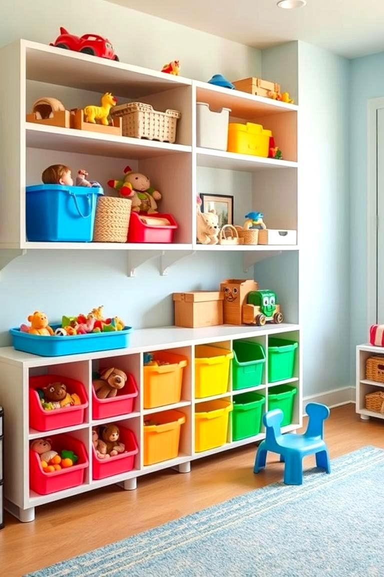 Accessible Open Shelving for Easy Toy Retrieval - 24 Playroom Storage Ideas