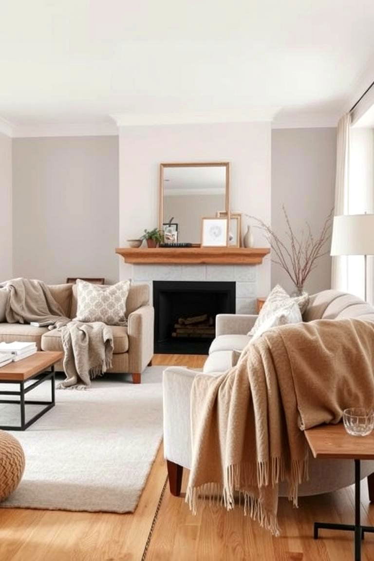 Accessorizing with Soft Blankets and Throws - 24 Greige Living Room Ideas