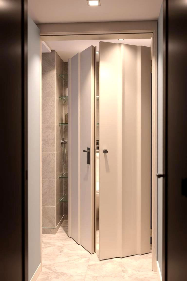 Accordion Door for Space Saving Solutions - 24 Bathroom Door Ideas