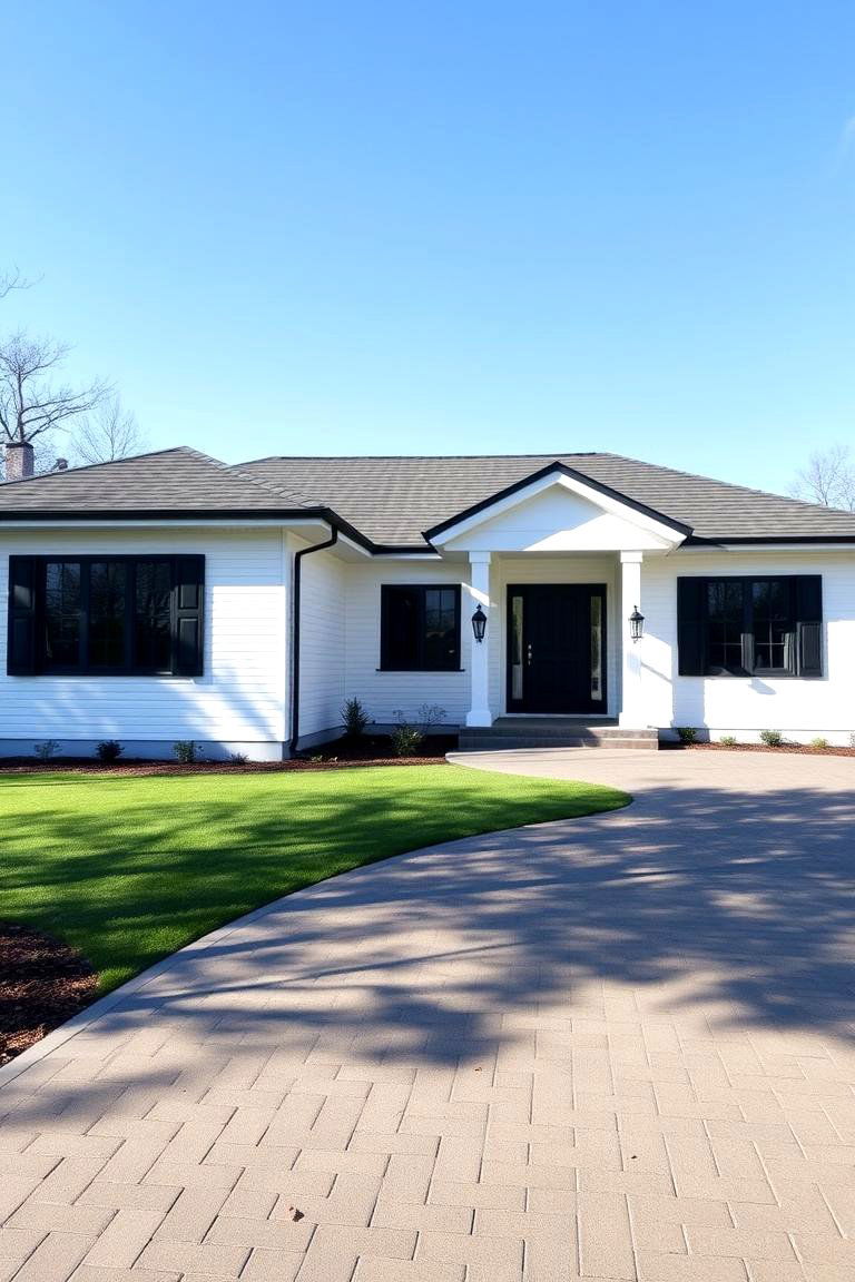 Achieving a Sleek Contemporary Look - 24 single story white house black trim