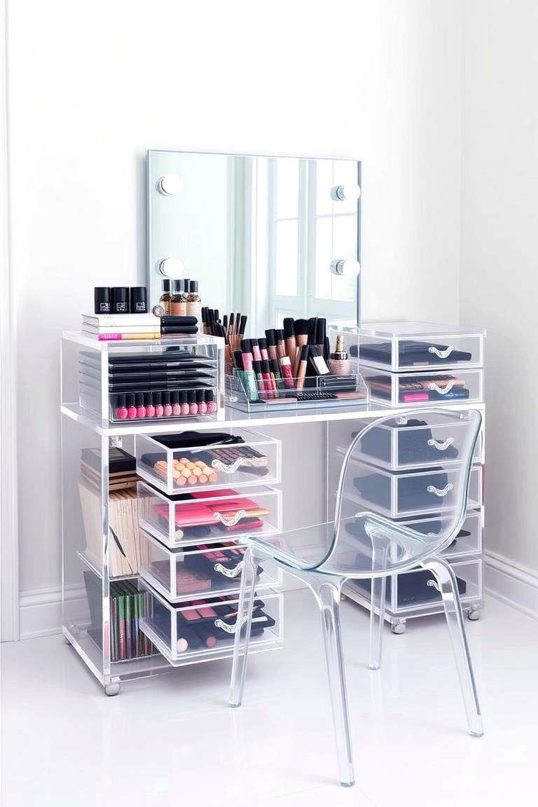 Acrylic Makeup Vanity for a Contemporary Feel - 24 Makeup Vanity Ideas