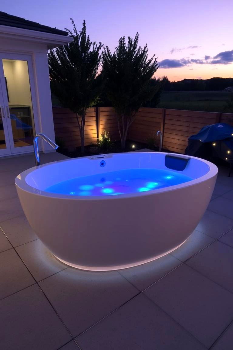 Acrylic Tub with Underwater Lighting - 24 Outdoor Bathtub Ideas