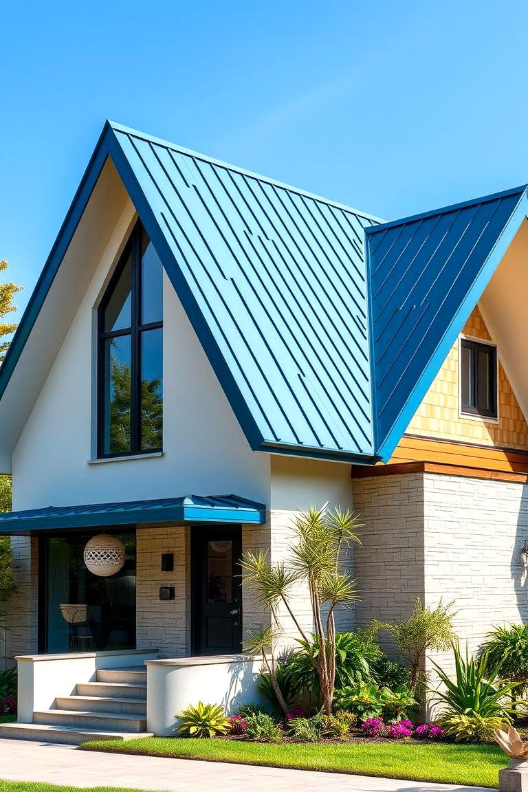 Adaptability to Different Climates - 24 houses with blue metal roofs