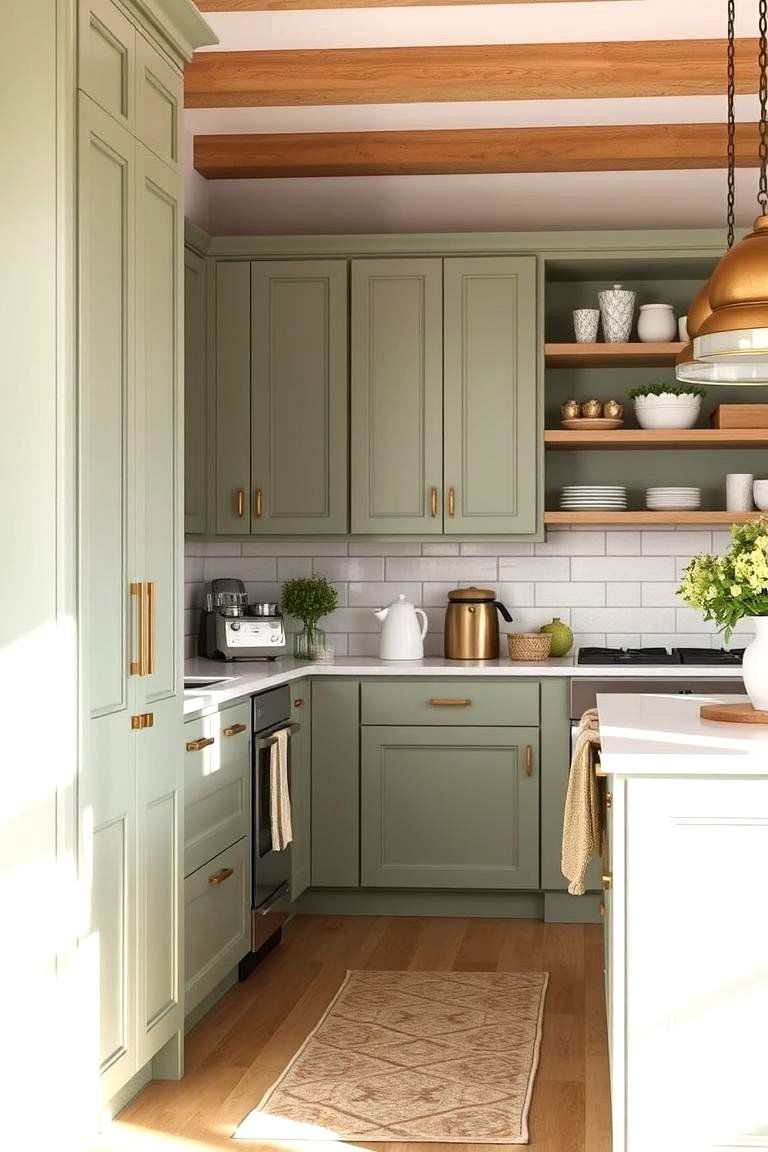 Adaptable Color Palette - 24 Rustic Sage Green Kitchen Cabinets