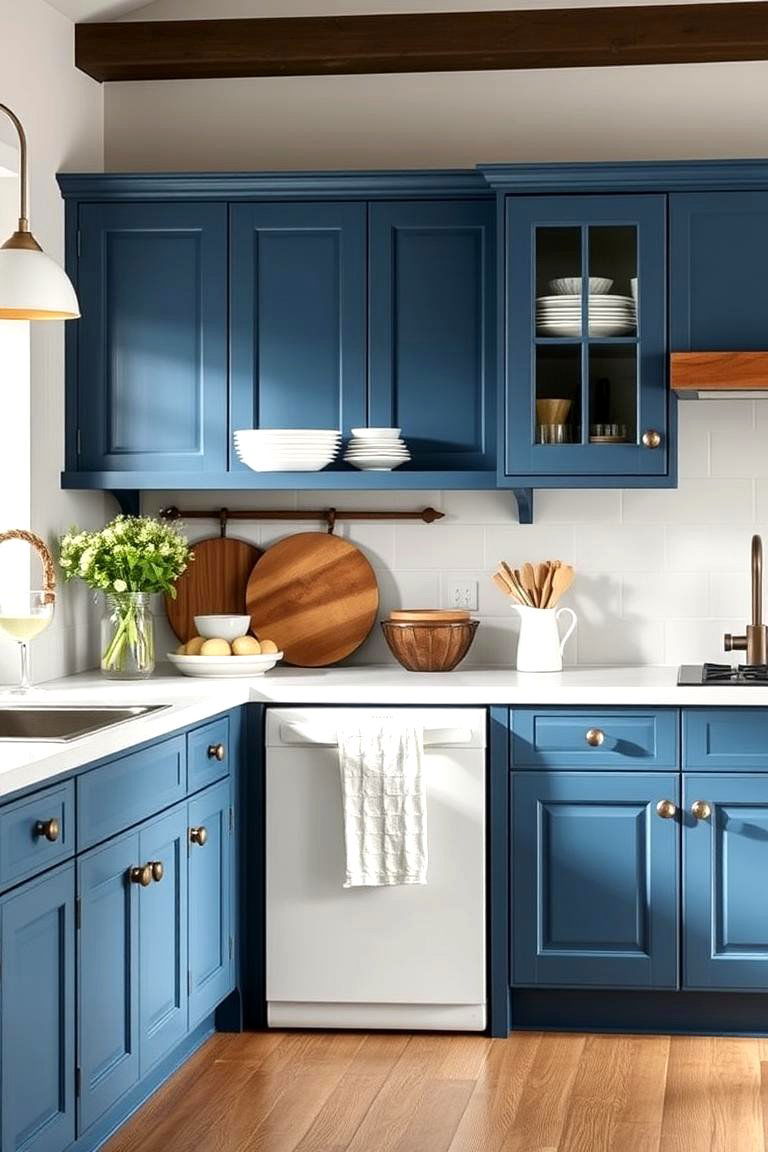 Adaptable Styles for Every Kitchen Layout - 24 blue farmhouse kitchen cabinets