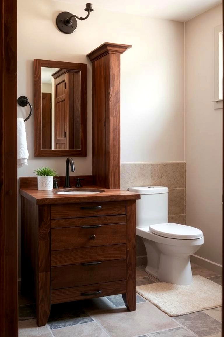 Add A Touch of Nature with Wood Accents - 24 Half Bathroom Ideas