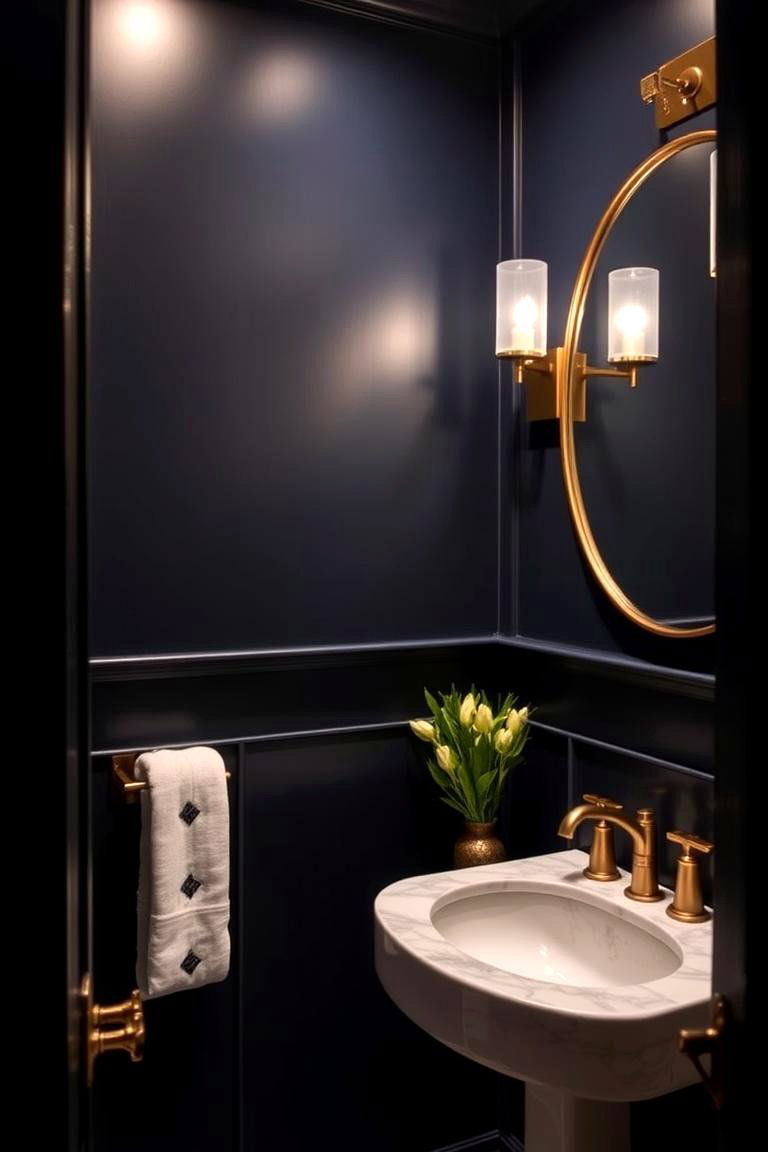 Add Bold Dark Colors for a Moody Feel - 24 Half Bathroom Ideas