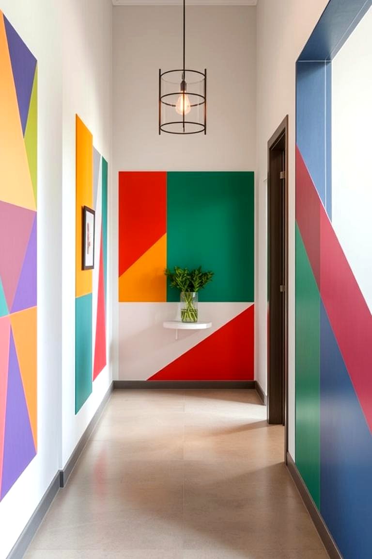 Add Colorful Wall Panels - 24 Entryway Wall Ideas