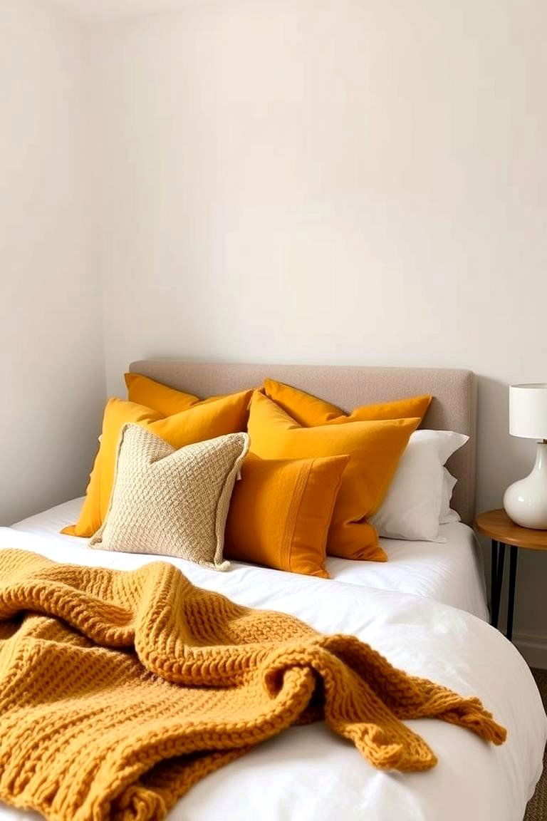 Add Depth with Mustard Yellow Accents - 24 Yellow Bedroom Ideas