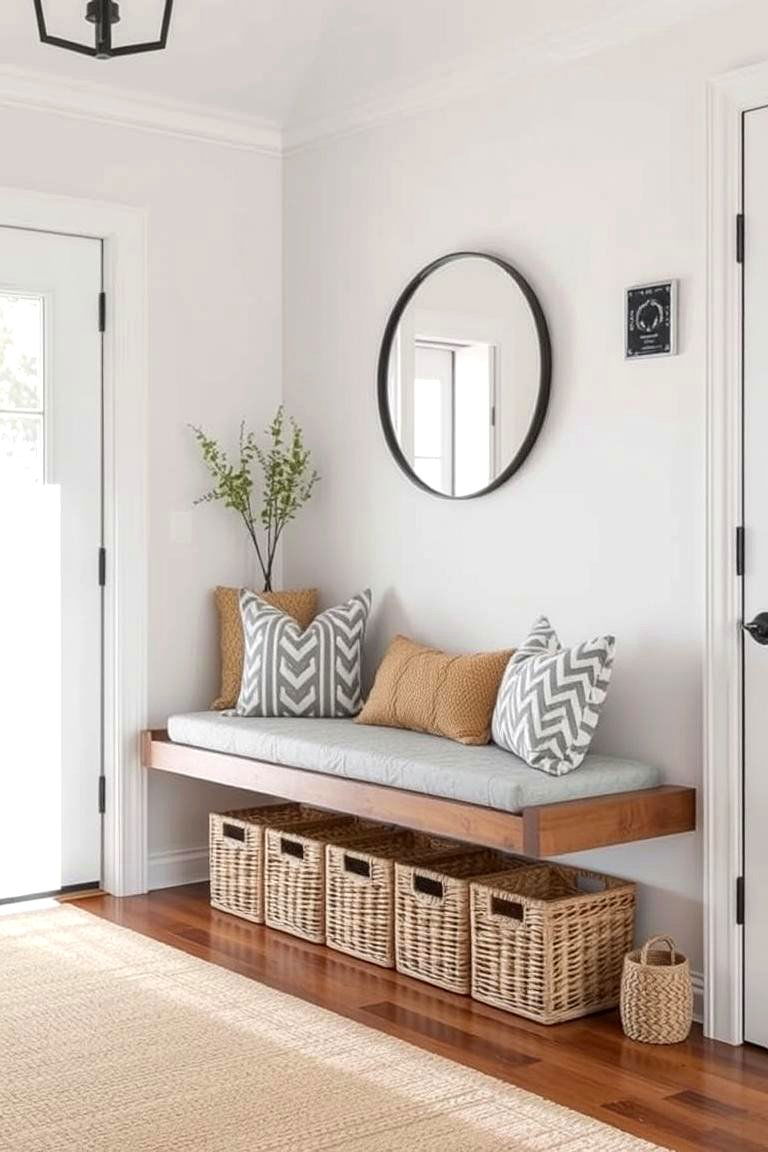 Add Floating Entryway Bench - 24 Entryway Wall Ideas