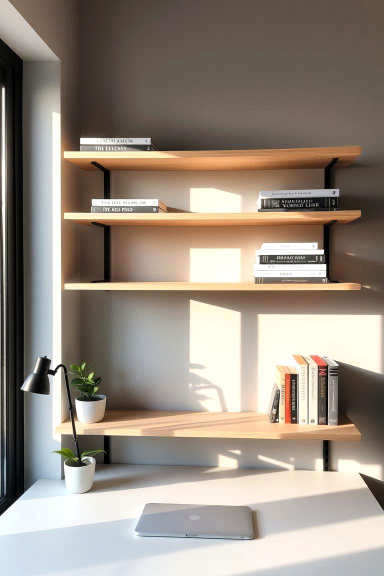 Add Floating Shelves - 24 Desk Organization Ideas