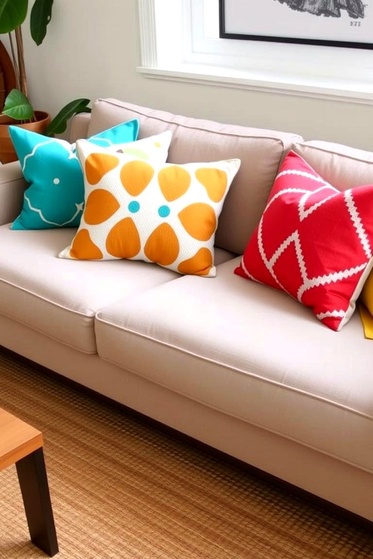 Add Geometric Throw Pillows - 24 Southwestern Living Room Ideas