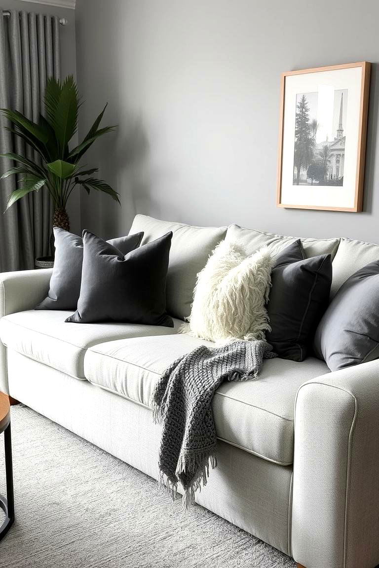 Add Grey Throw Pillows for Comfort and Style - 24 Grey Living Room Ideas
