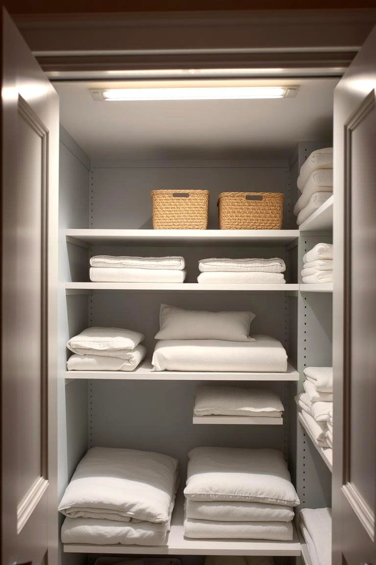 Add Lighting for Enhanced Visibility - 24 Linen Closet Organization Ideas