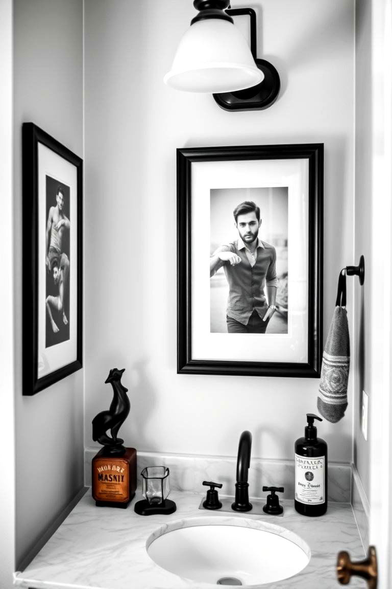 Add Masculine Artwork or Decor - 24 Masculine Bathroom Ideas