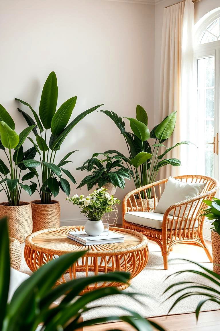 Add Rattan or Wicker Furniture Pieces - 24 Natural Living Room Ideas