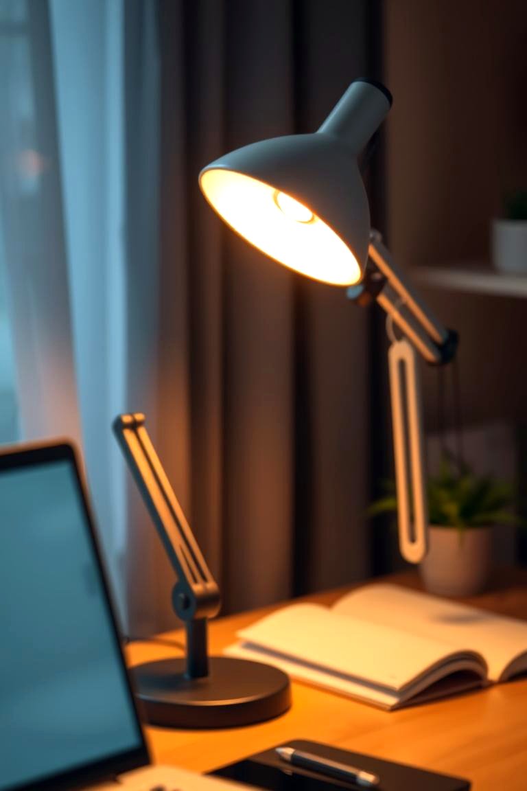 Add Statement Lighting - 24 Home Office Decor Ideas