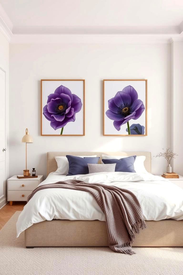 Add Subtle Touches with Purple Artwork - 24 Purple Bedroom Ideas