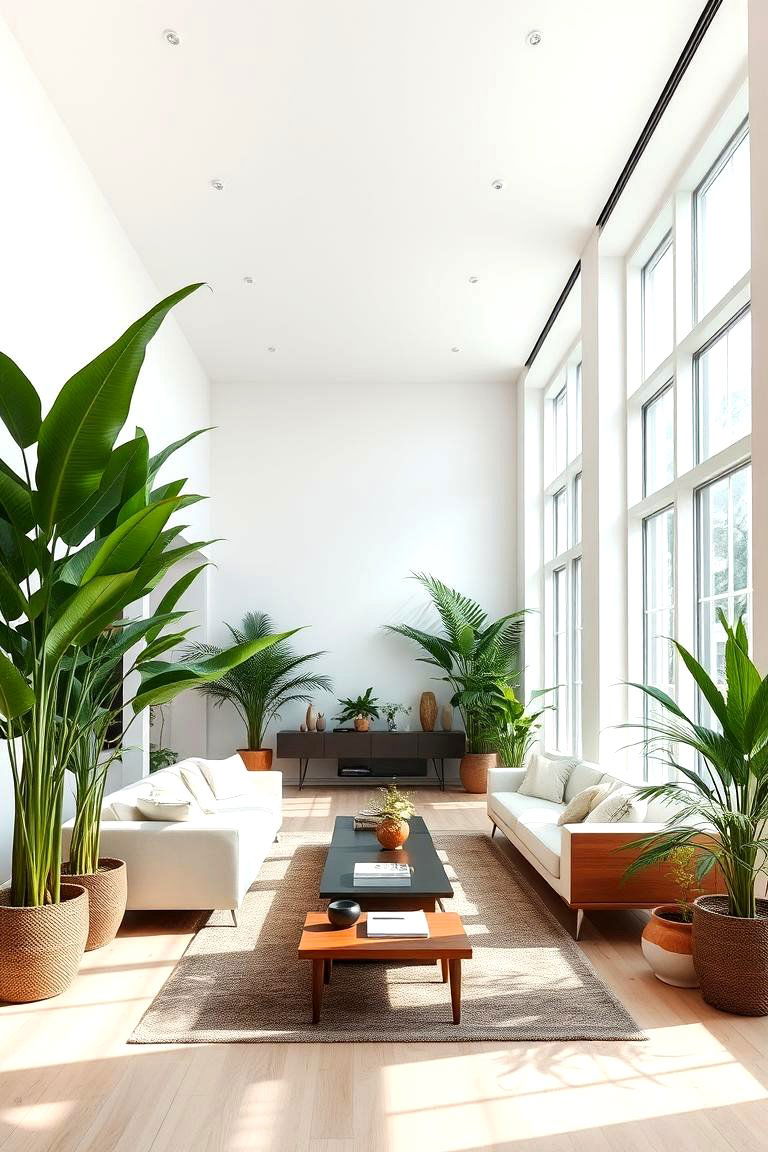 Add Tall Plants - 24 Long Living Room Ideas