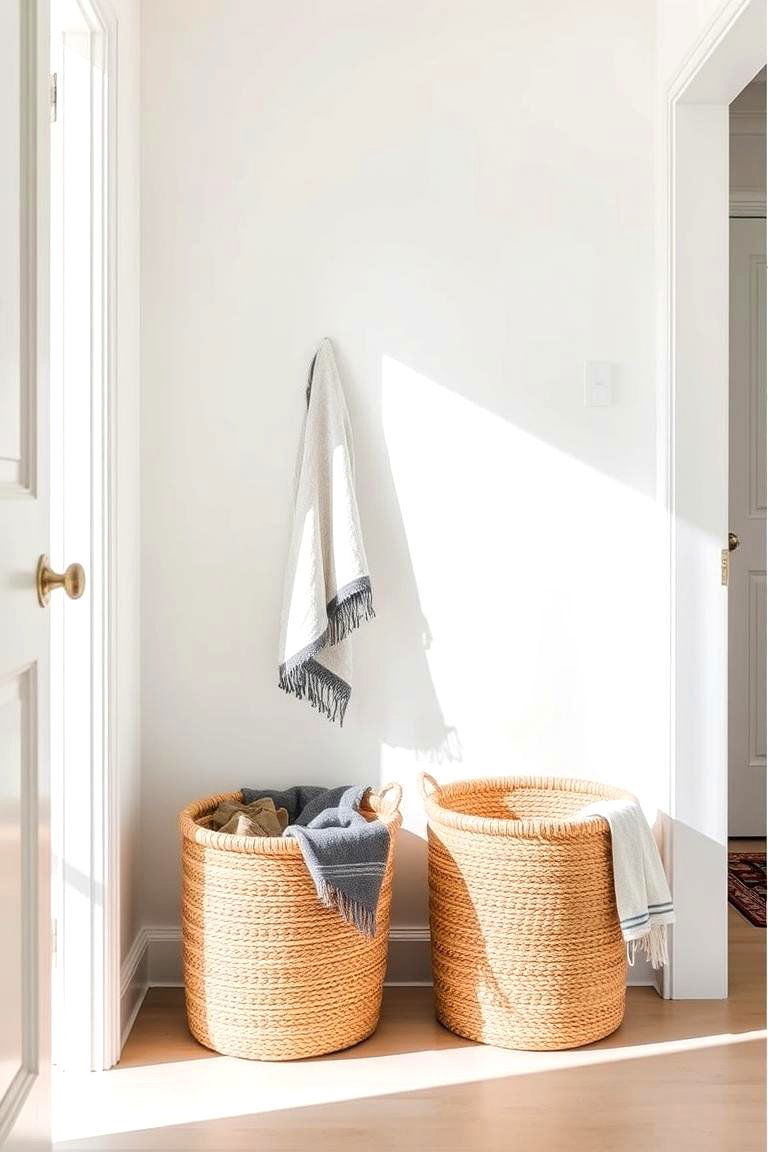 Add Texture with Decorative Baskets - 24 Hallway Decor Ideas