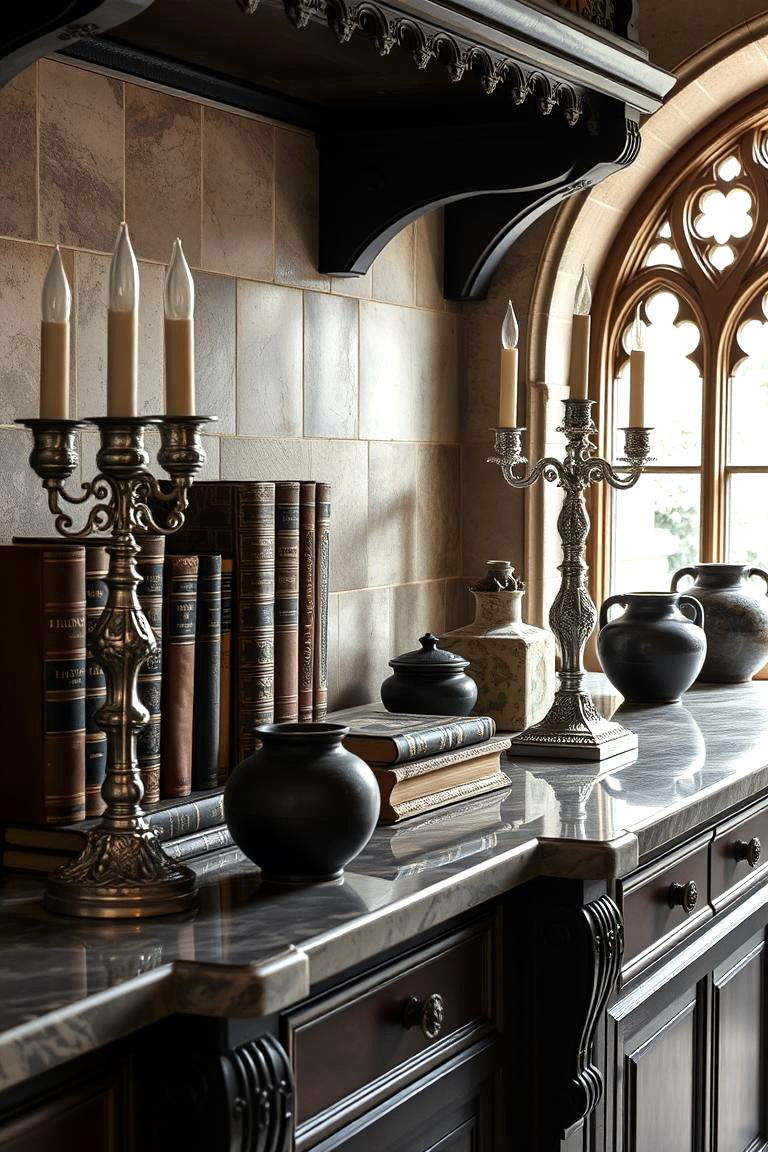 Add Thematic Decorative Accents - 24 Gothic Kitchen Ideas