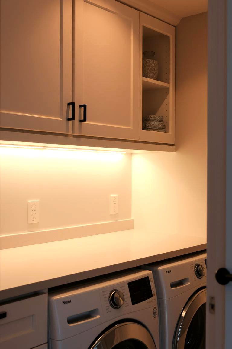 Add Under Cabinet Lighting - 24 Laundry Room Decor Ideas