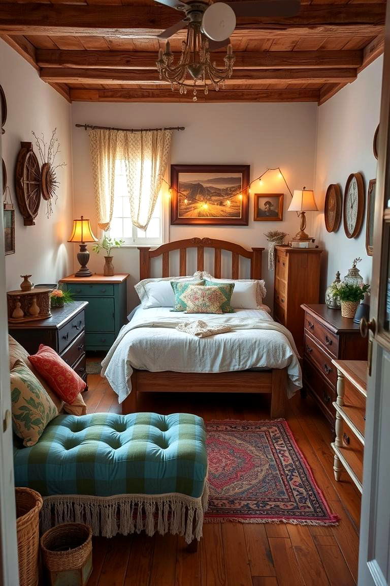 Add Vintage Boho Furniture - 24 Small Boho Bedroom Ideas