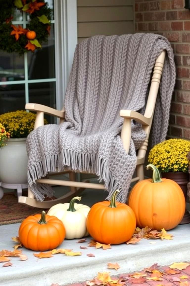 Add Warmth with Cozy Throws - 24 Fall Porch Decor Ideas