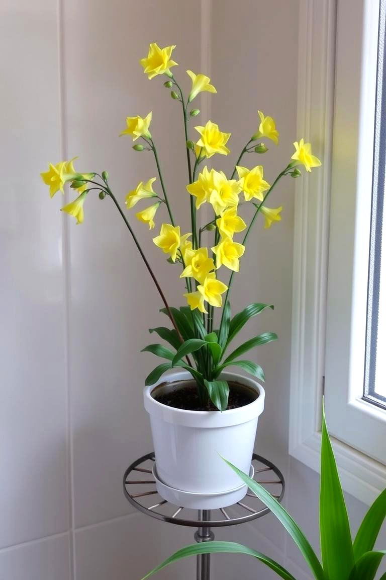 Add Yellow Plants or Flowers - 24 Yellow Bathroom Ideas