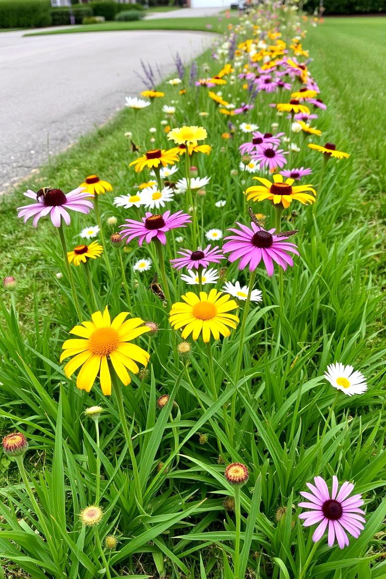 Add a Border of Wildflowers - 24 Driveway Landscape Ideas