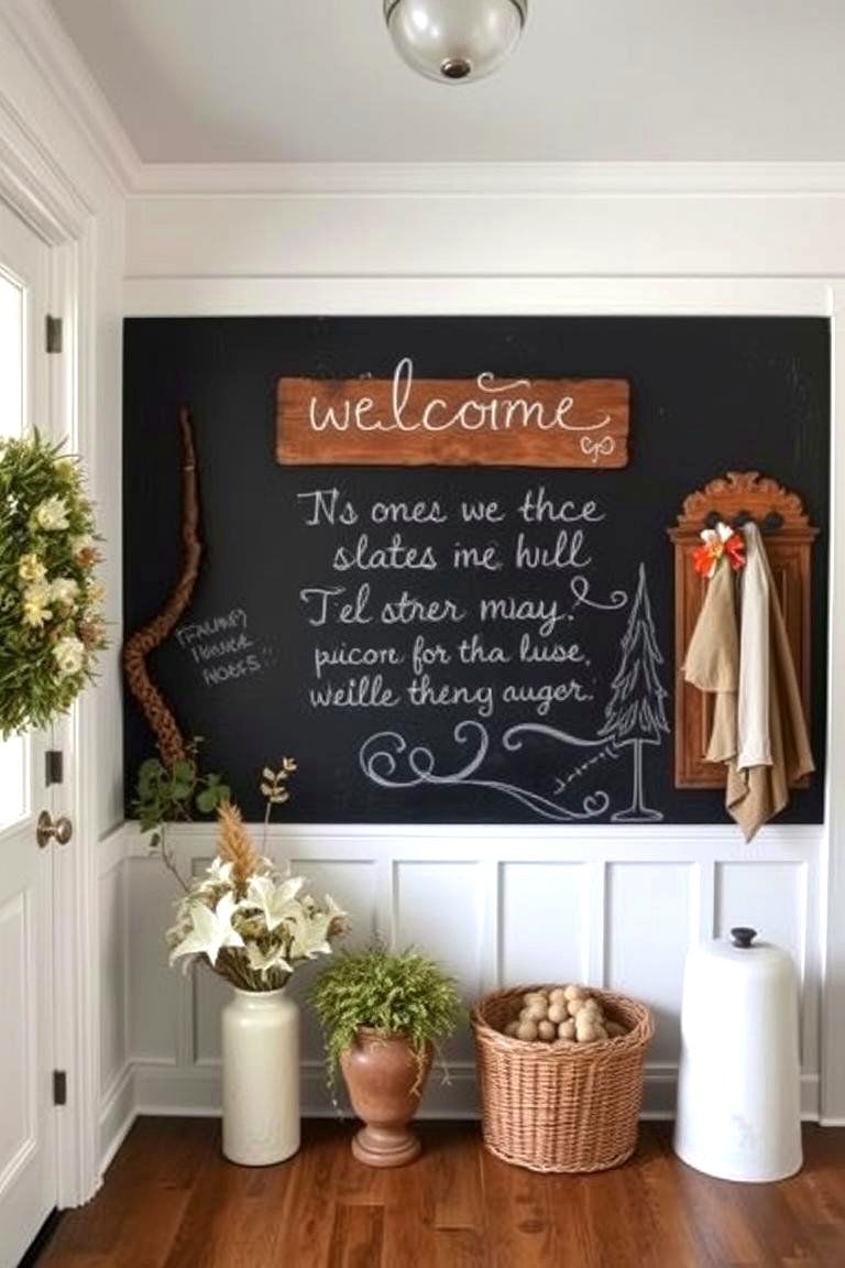 Add a Chalkboard Wall - 24 Farmhouse Entryway Ideas