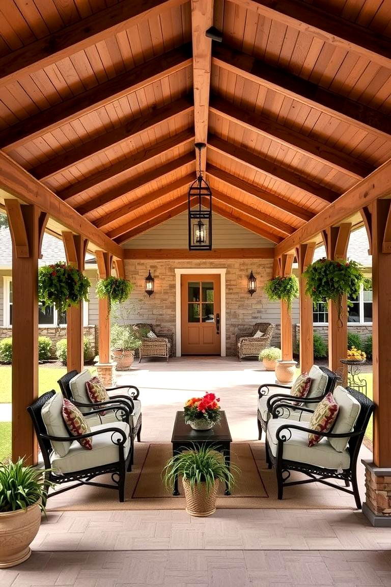 Add a Covered Porch for Extra Warmth - 24 Curb Appeal Inspiration for Ranch Homes