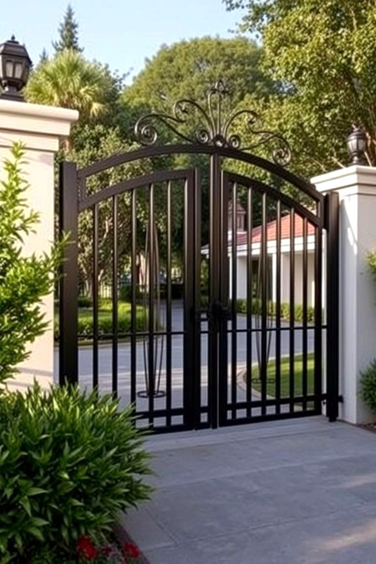 Add a Decorative Gate - 24 Driveway Landscape Ideas