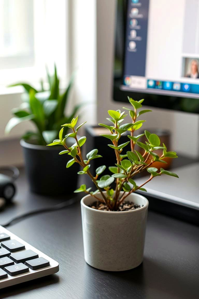Add a Desk Plant - 24 Desk Organization Ideas