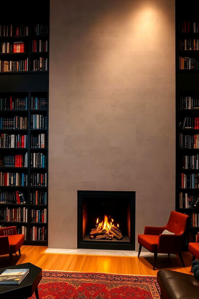 Add a Fireplace to Your Library Space - 24 Home Library Ideas
