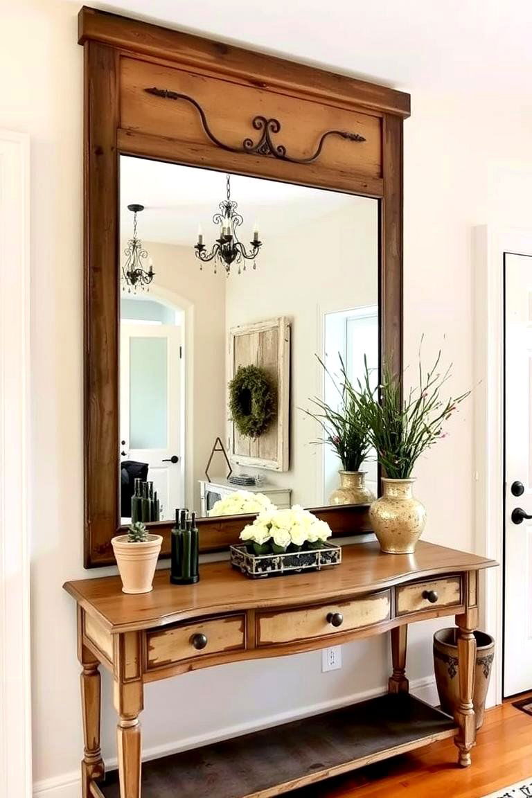 Add a Large Statement Mirror - 24 Farmhouse Entryway Ideas