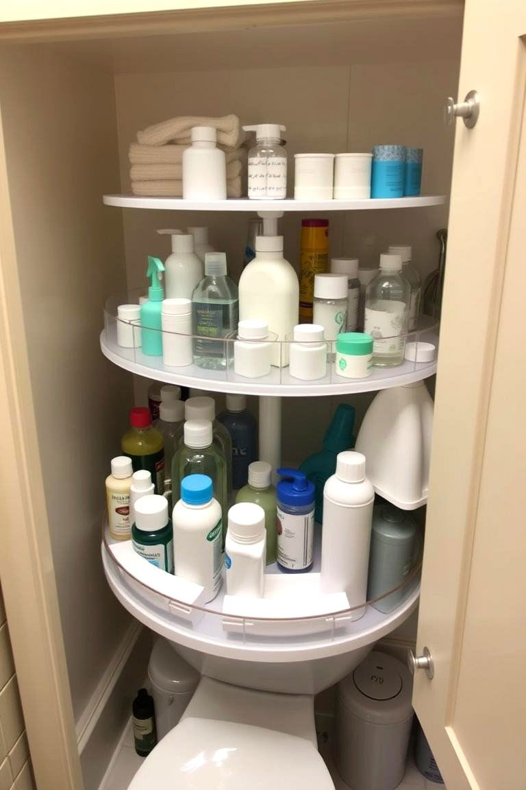 Add a Lazy Susan for Efficient Rotation - 24 Bathroom Cabinet Organization Ideas