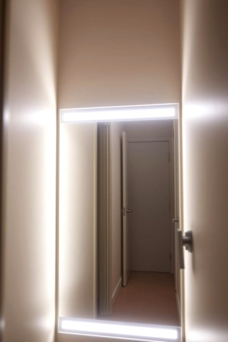 Add a Lighted Mirror for Dual Purpose - 24 Narrow Hallway Lighting Ideas